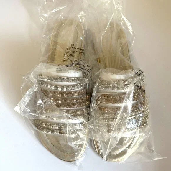 Mix No. 6 Zail Lt Gold Slip On Sandals with Rhinestones Size 8.5 NEW in BOX - Picture 6 of 9